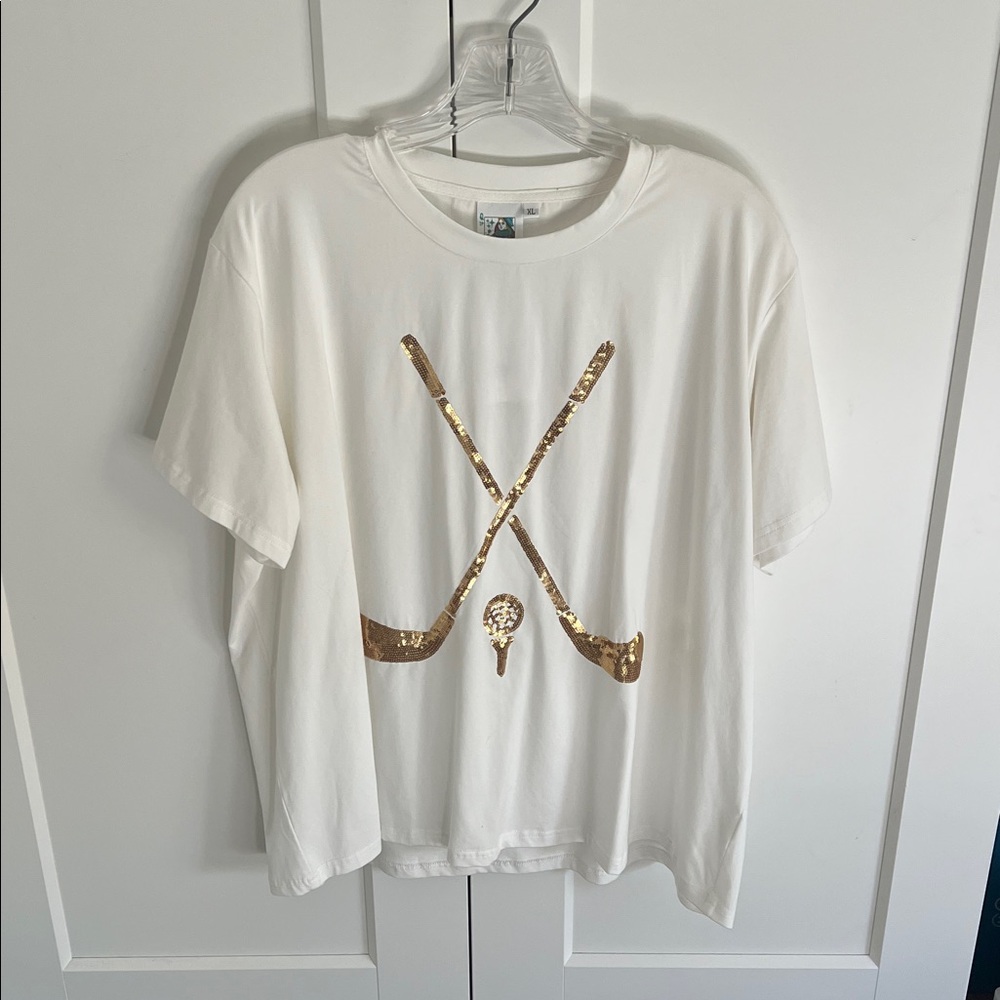 Queen of Sparkles Gold sequin golf Tee T-Shirt